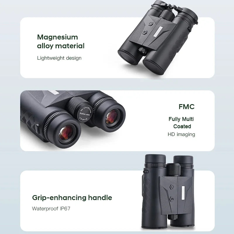 Waterproof 10x42 Binoculars with 2400M Rangefinder