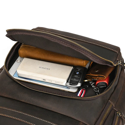 Business Travel Leather Backpack Large Capacity