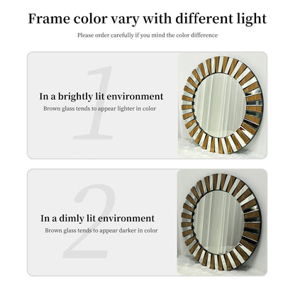 Round Sunburst Accent Wall Mirror 80cm Gold Frame