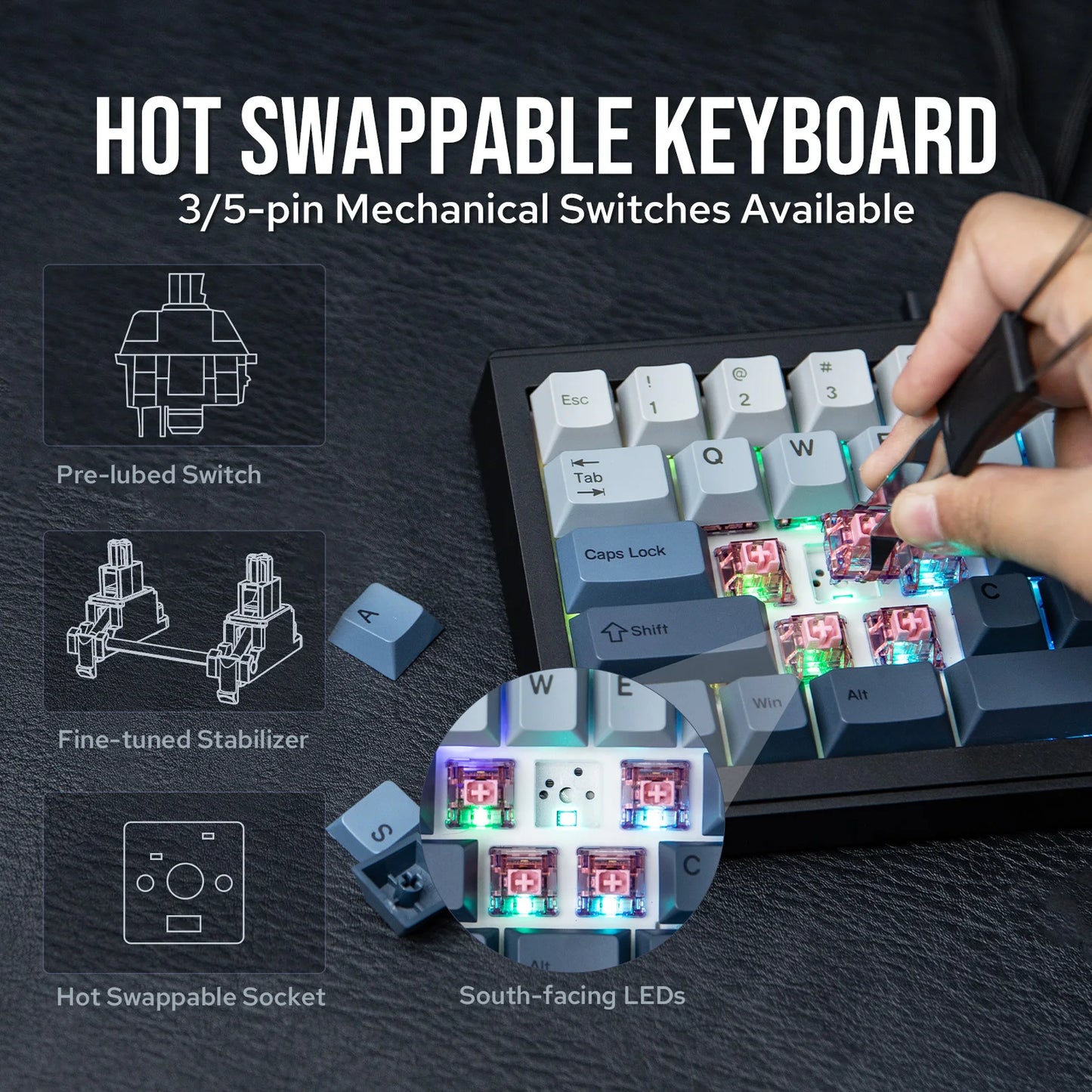 Flamingo Mechanical Switch Set 5-Pin Tactile Hot-Swap
