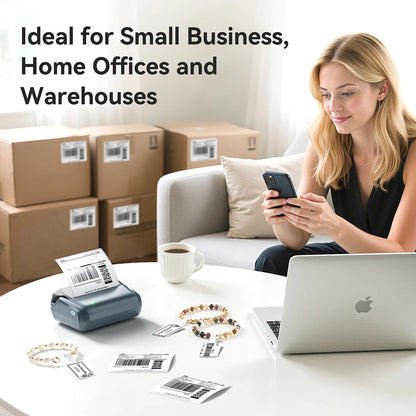 Wireless Thermal Label Printer with 100x100mm Labels 3 Rolls