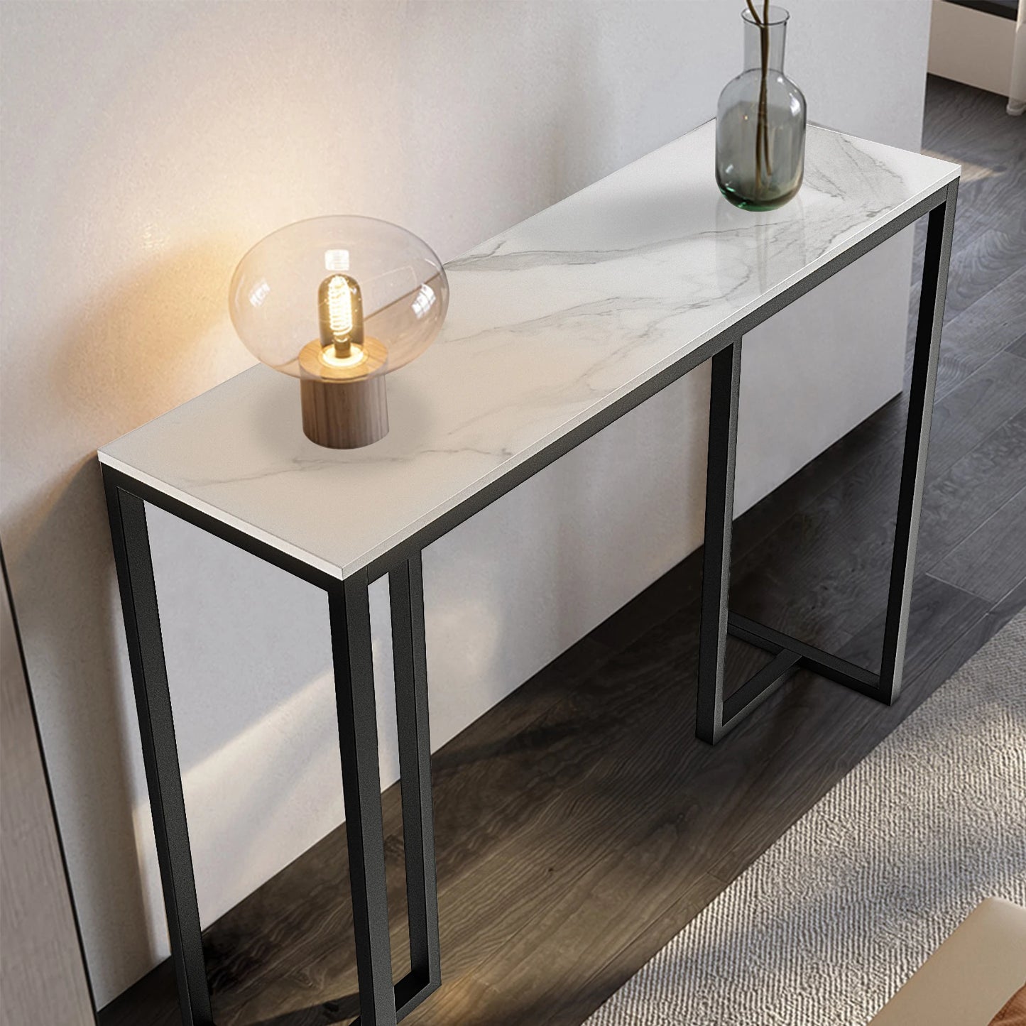 White Marble Entryway Console Table Hallway Sofa Table
