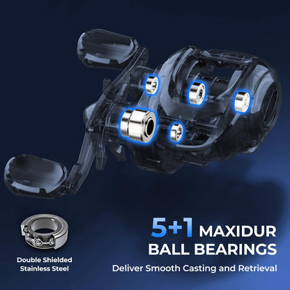 Lightweight Baitcaster Fishing Rod Reel Combo 1.98m
