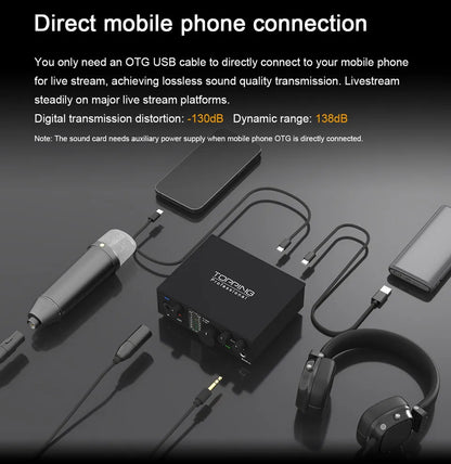 Black Portable Sound Card for Live Streaming & Podcasting