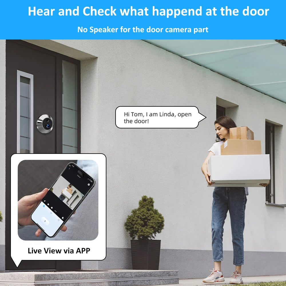 Smart WiFi Door Peephole Camera 1080p Digital Door Viewer