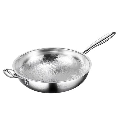 30cm Titanium Wok with Lid Flat Bottom Pan