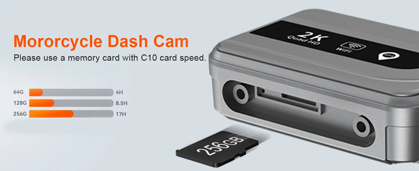 Waterproof Motorbike DVR Camera Dual Lens GPS Ready