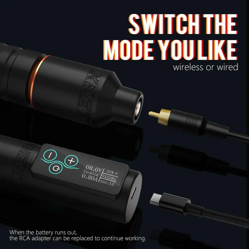 Wireless Tattoo Pen Machine 2400mAh Battery Gold Finish