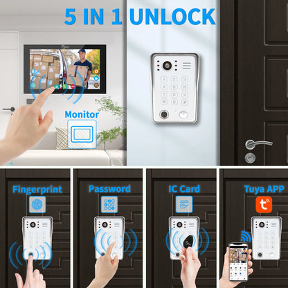 Black Smart Video Intercom Doorbell 10" Screen with Two-Way Audio