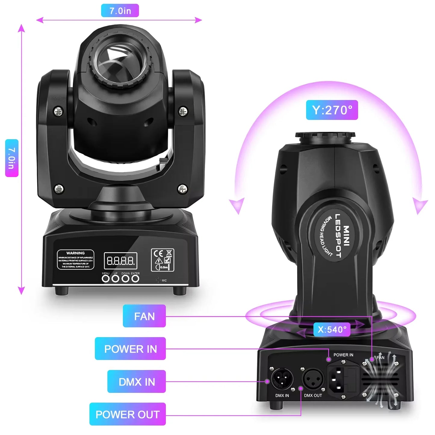 2 Pack 30W RGB LED Moving Head Stage Lights