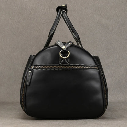 Leather Folding Suit Bag with Shoe Pocket Black