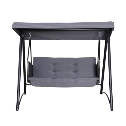 Garden Rattan Swing Bench with Canopy for 3 People