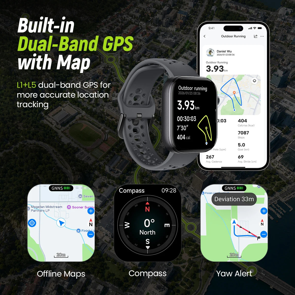 1.97 Inch AMOLED GPS Smartwatch with Compass and 5ATM