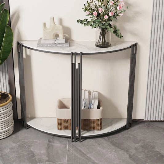 Half Moon Marble Console Table White
