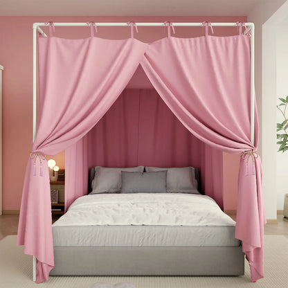 Blackout Canopy Bed Curtains with Top Ties Windproof Design