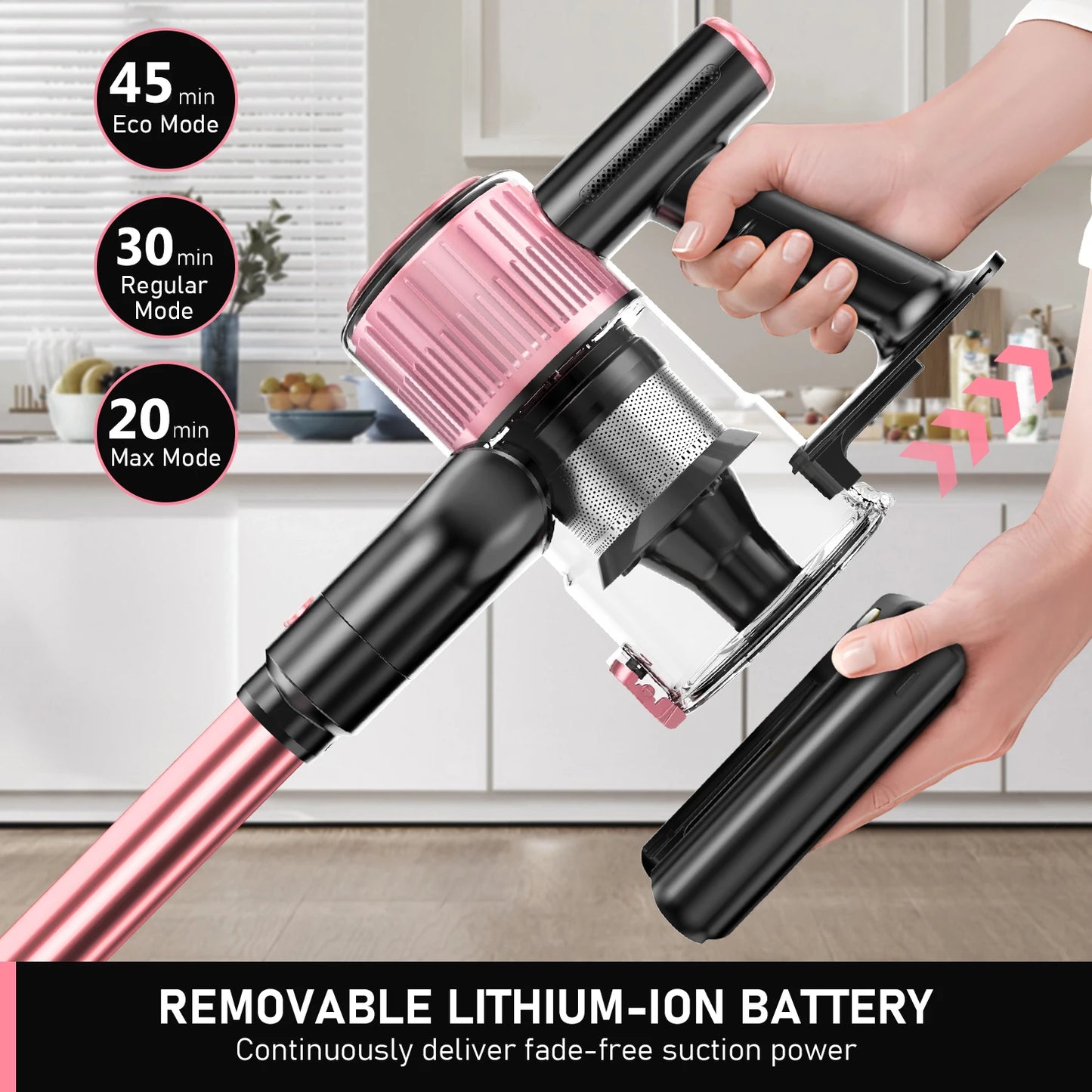 Lightweight Cordless Vacuum Blue 55Kpa 3 Modes 8in1