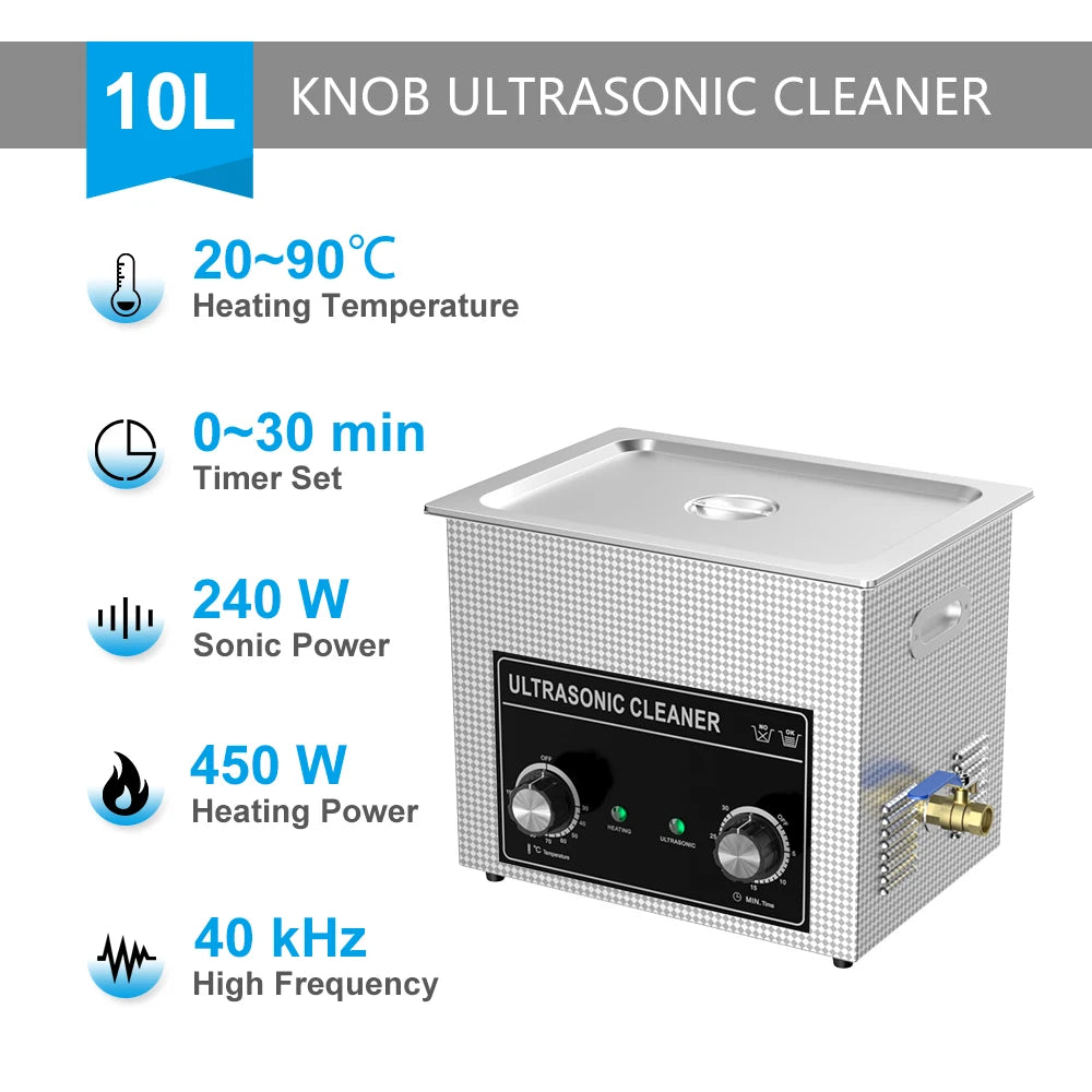 Heavy Duty Ultrasonic Cleaning Machine 10L Heated Timer