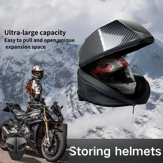 Black Large LED Motorcycle Travel Backpack with Hard Shell