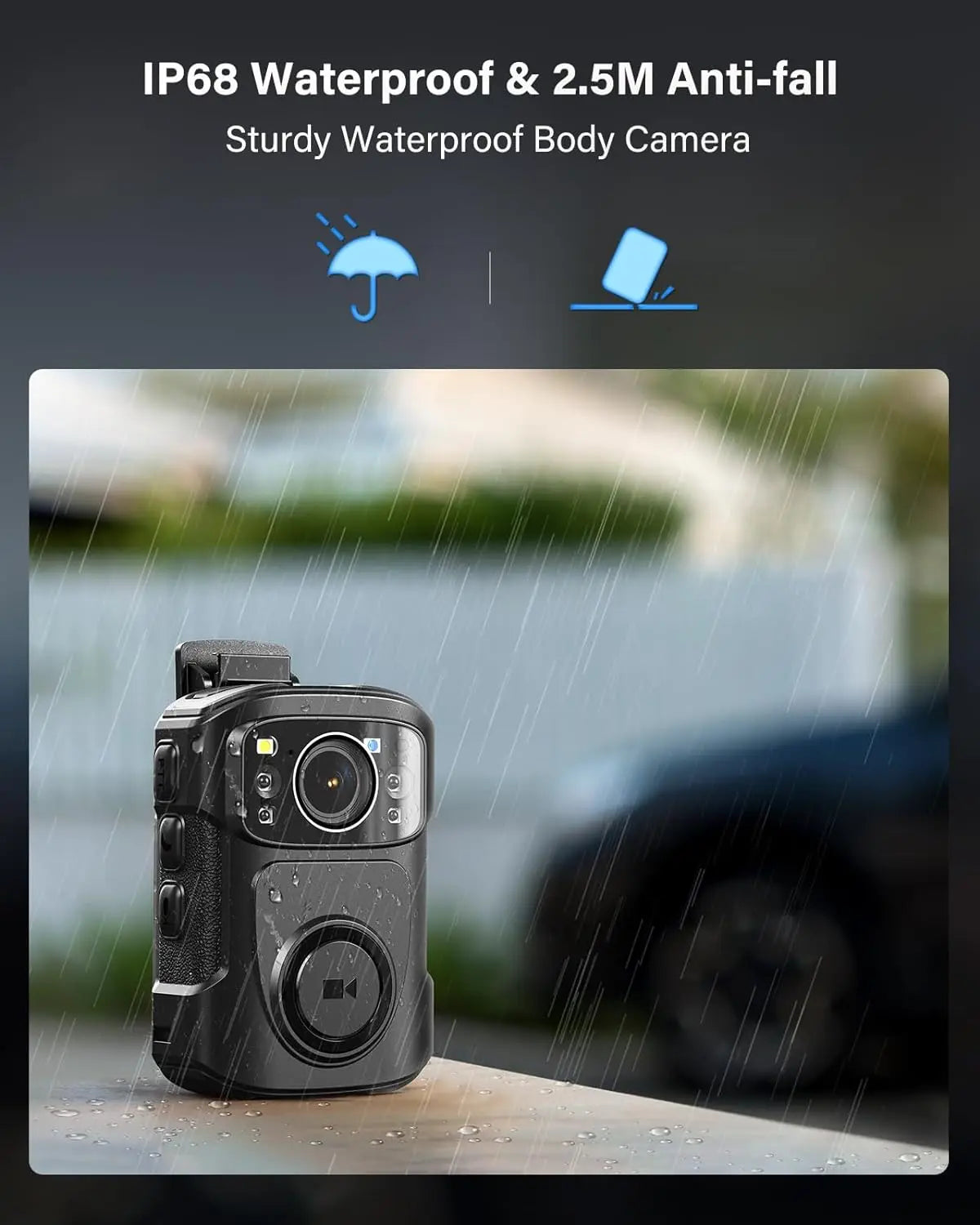 Waterproof Body Worn Camera 128GB with GPS and Dock