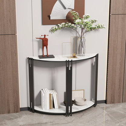 Half Moon Marble Console Table White