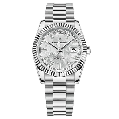 Waterproof Mechanical Mens Wristwatch Silver White