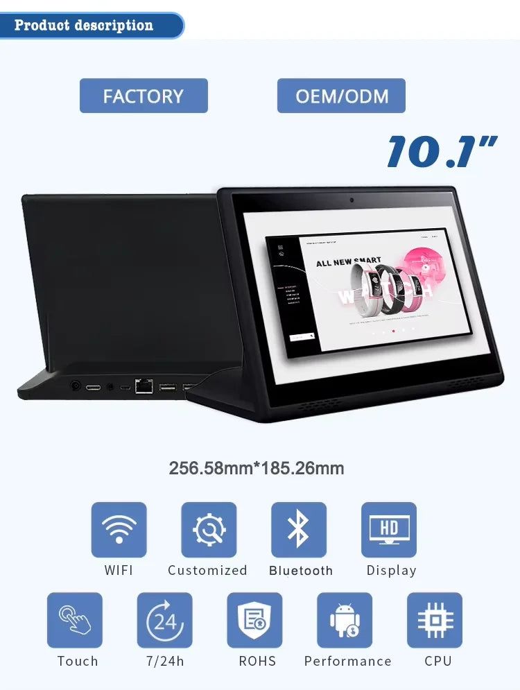 10.1 Inch Android 14 POS Tablet 4G Black