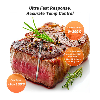 Smart WiFi Bluetooth BBQ Thermometer with 4 Wireless Probes