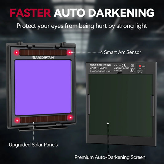 Professional Auto Darkening Welder Hood with Adjustable Shade Control