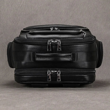 Large Capacity Leather Laptop Backpack with USB Charging