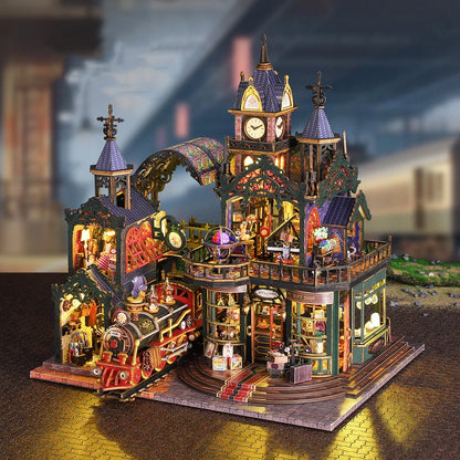 Wooden Secluded City Dollhouse Kit with Furniture and Cover