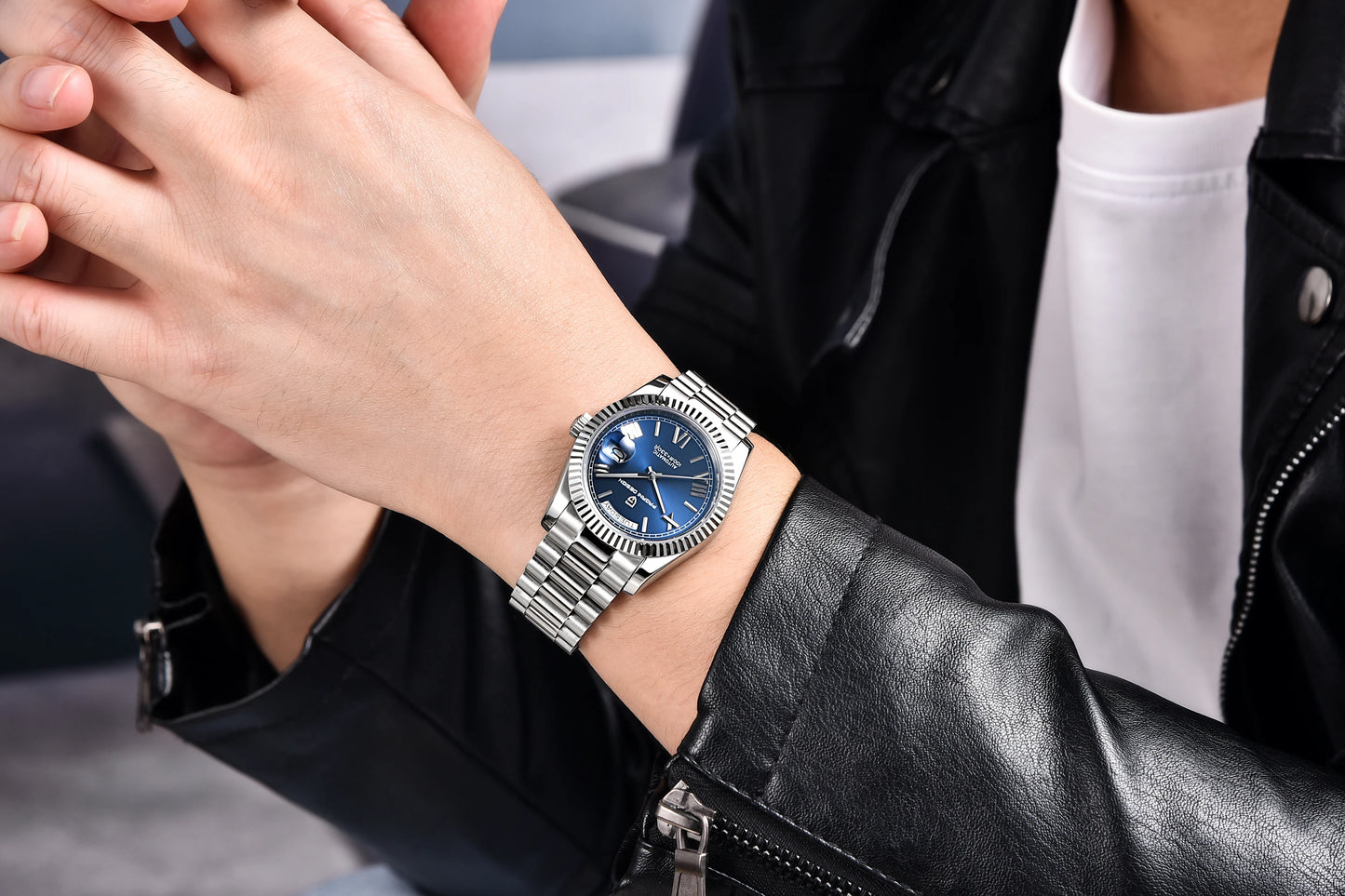 Classic Automatic Mens Watch Sapphire Glass Blue