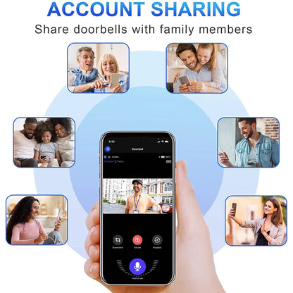 Wireless 1080P Black Doorbell Camera with 64GB Storage