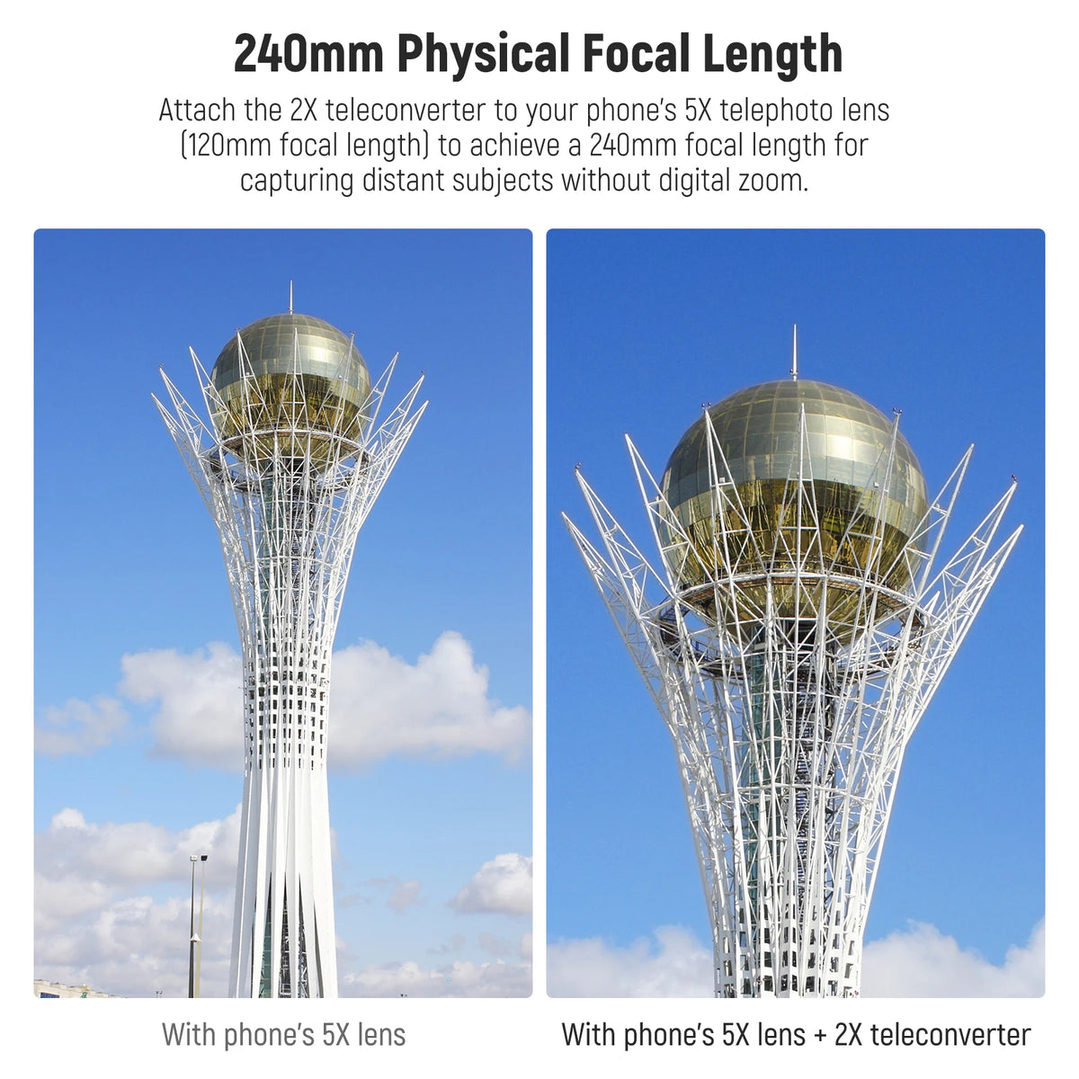 Portable Phone Lens Converter for Telephoto Photography