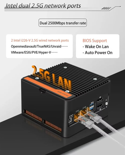Intel N355 Mini NAS Server 4-Bay NVMe