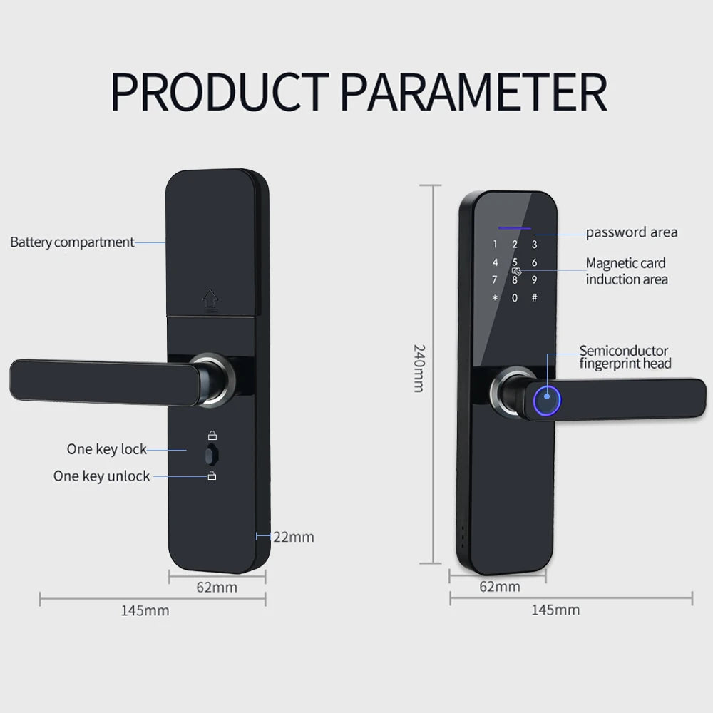 Keyless Entry Smart Lock Tuya WiFi Fingerprint IP65 Waterproof