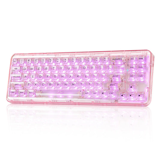 Wireless 68% RGB Gaming Keyboard Pink Hot Swap