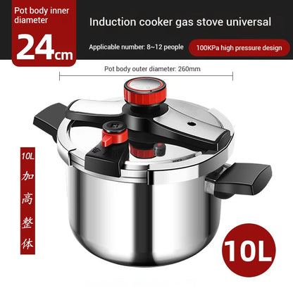 Large Capacity 10L Adjustable Pressure Cooker Stainless Steel