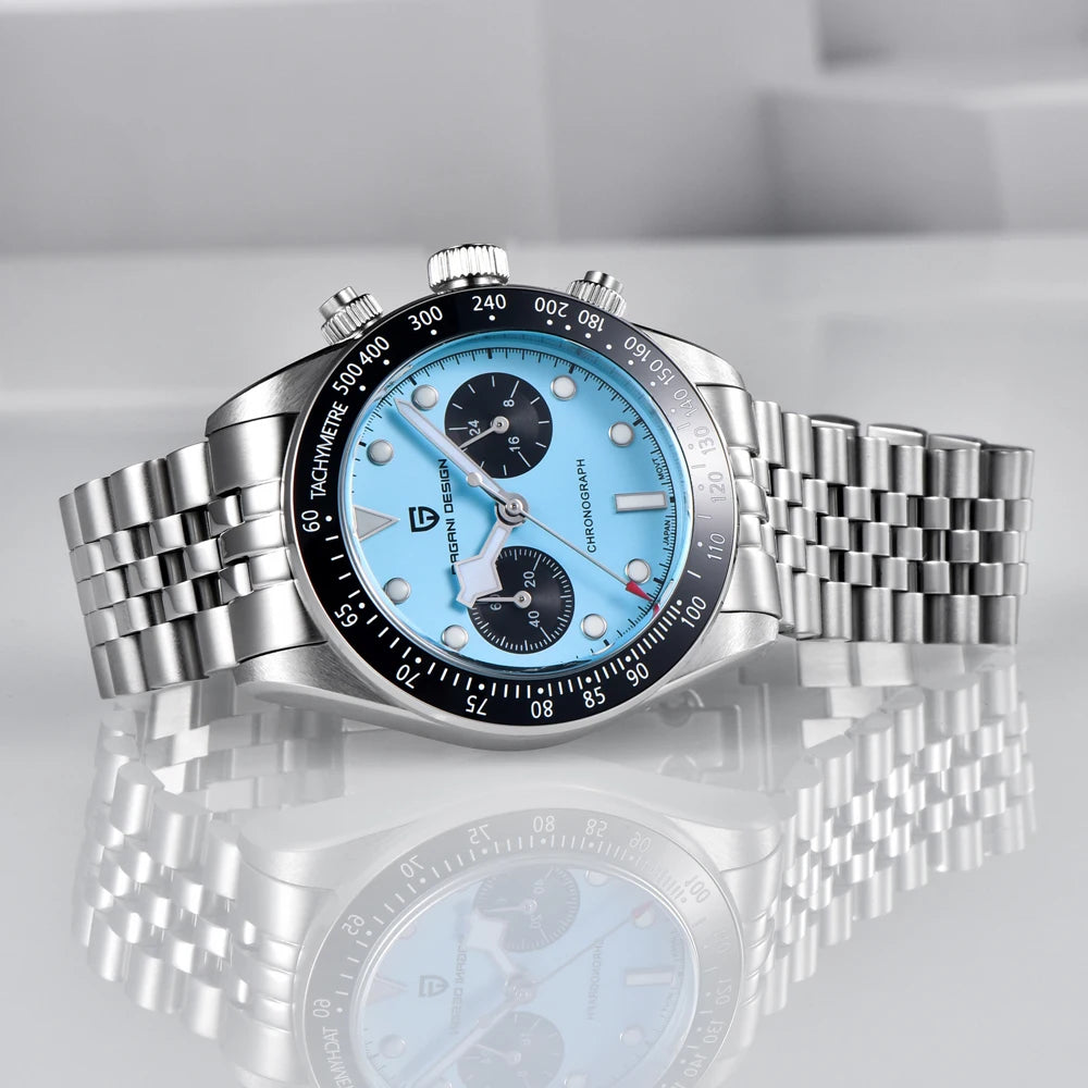 Blue Chronograph Men’s Watch with Sapphire Glass and Ceramic Bezel