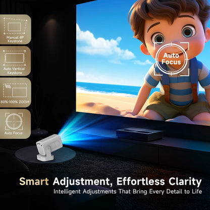 Portable 1080P Projector 4K Support Auto Focus Android 11
