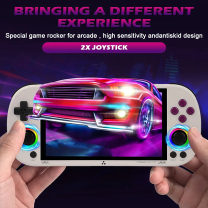 White Portable Retro Gaming Console with RGB Lighting