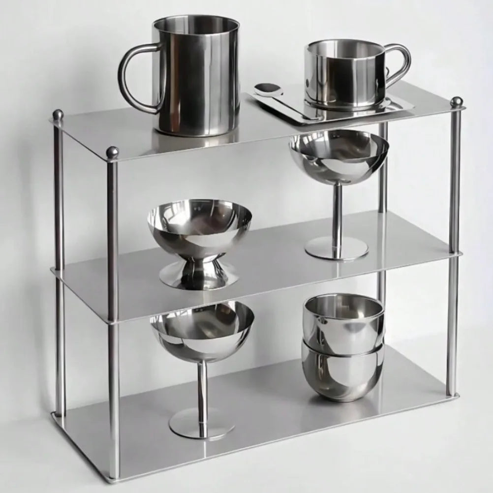 3 Tier Stainless Steel Storage Rack Minimalist Kitchen Organizer