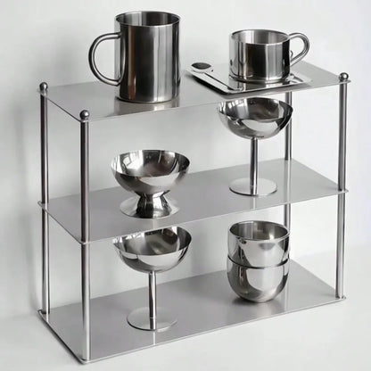 3 Tier Stainless Steel Storage Rack Minimalist Kitchen Organizer