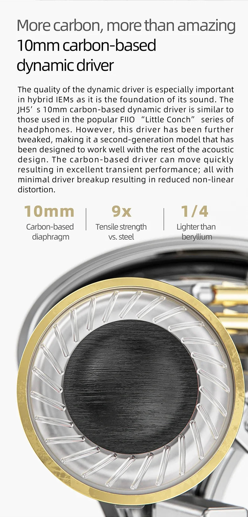 JH5 Silver 1DD+4BA Hi-Res Audio Detachable Earbuds