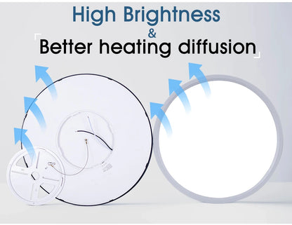 Black Smart LED Ceiling Light 50cm Dimmable App Remote