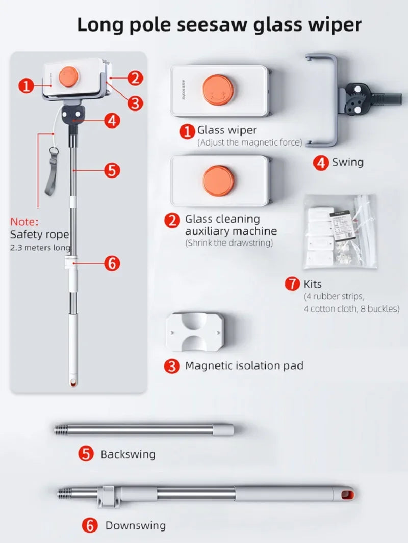 Adjustable Magnetic Glass Brush with Anti-Drop Design 5–26mm
