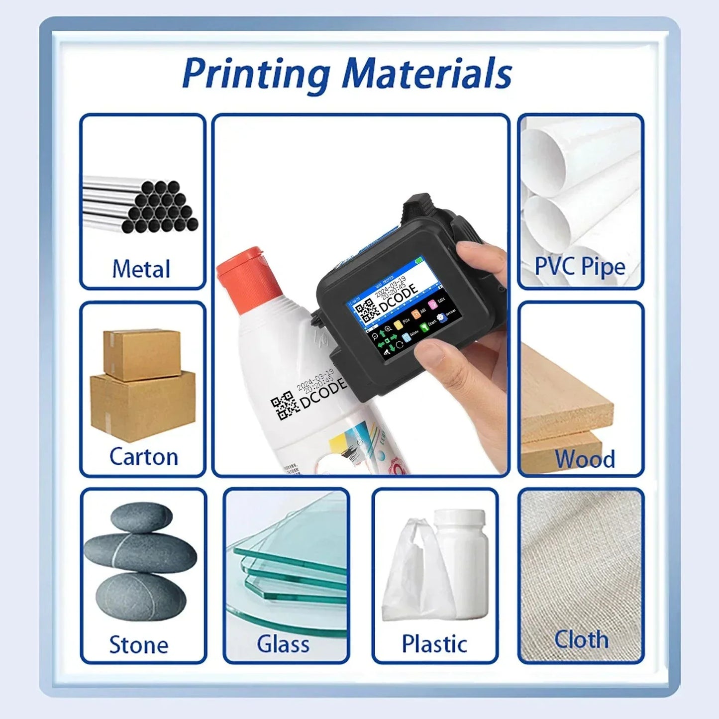 Portable Mini Coding Printer with 2 Ink Cartridges