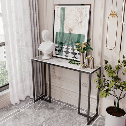 White Marble Entryway Console Table Hallway Sofa Table