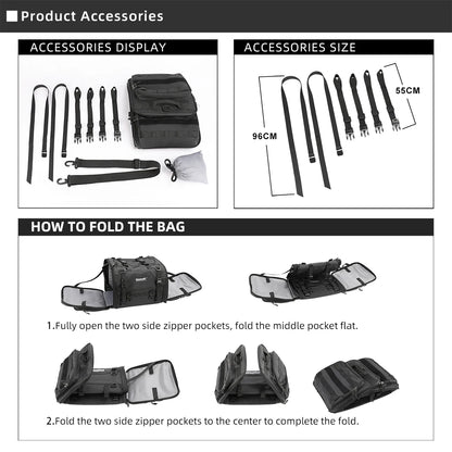 Heavy Duty 60–80L Expandable Motorcycle Tail Bag