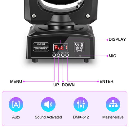 2 Pack 30W RGB LED Moving Head Stage Lights
