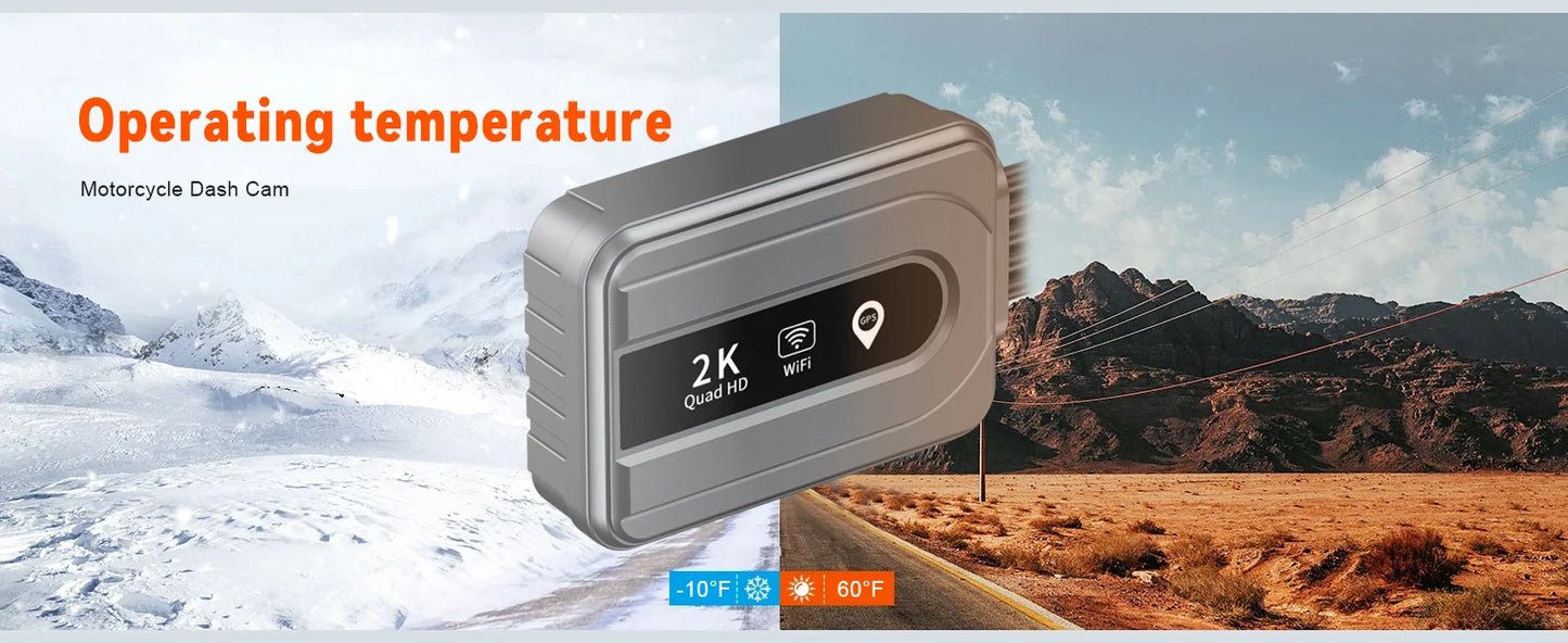 2K Motorcycle Dash Cam Front & Rear Wi-Fi GPS 128GB